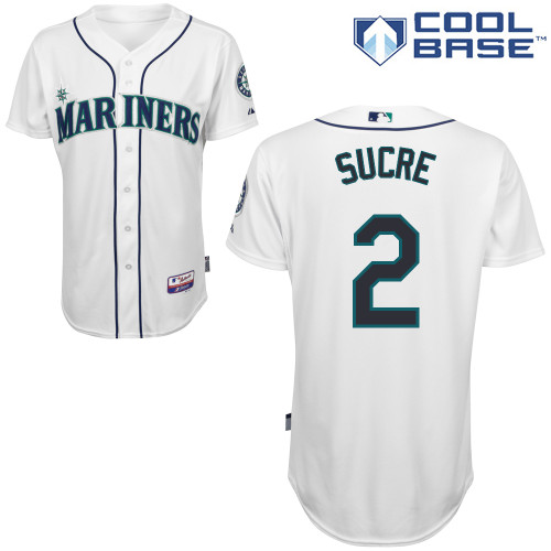 Jesus Sucre #2 MLB Jersey-Seattle Mariners Men's Authentic Home White Cool Base Baseball Jersey